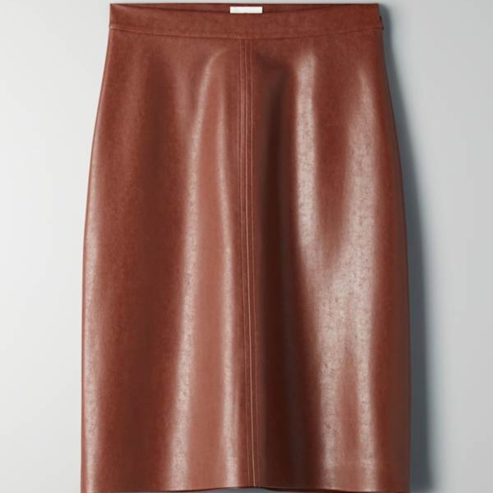 Aritzia Vegan Leather A-Line Skirt – Rich Chestnut Brown